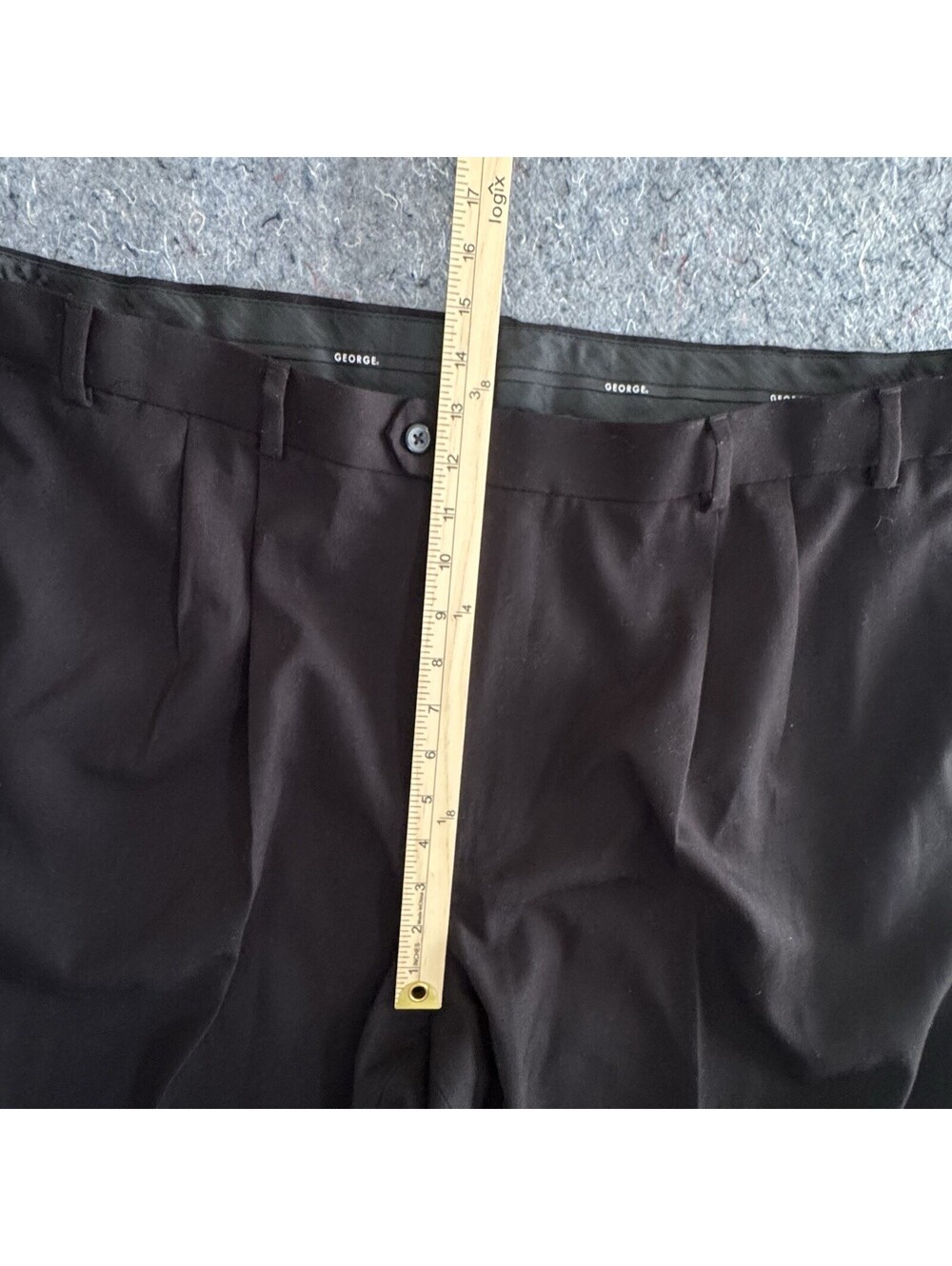 George 44x30 Mens Dress Pants Black Pleated Cuffed Trousers Business Casual - Picture 5 of 8